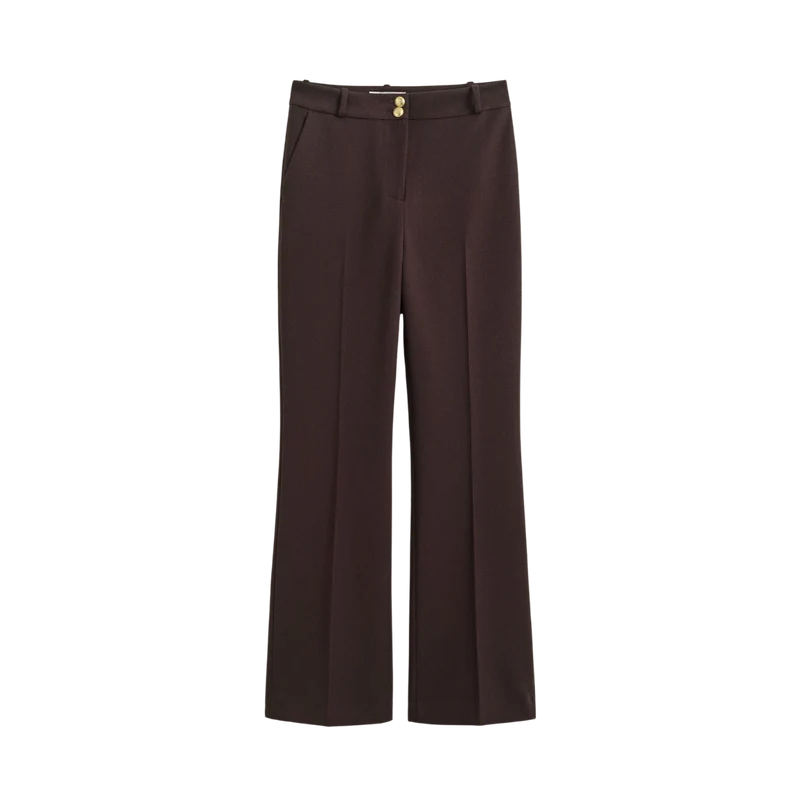Slim Flare Nautical Pants - Deep Brown