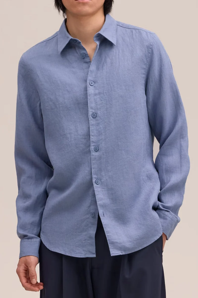 NN. 07 Enzo Linen Shirt - Stone Blue