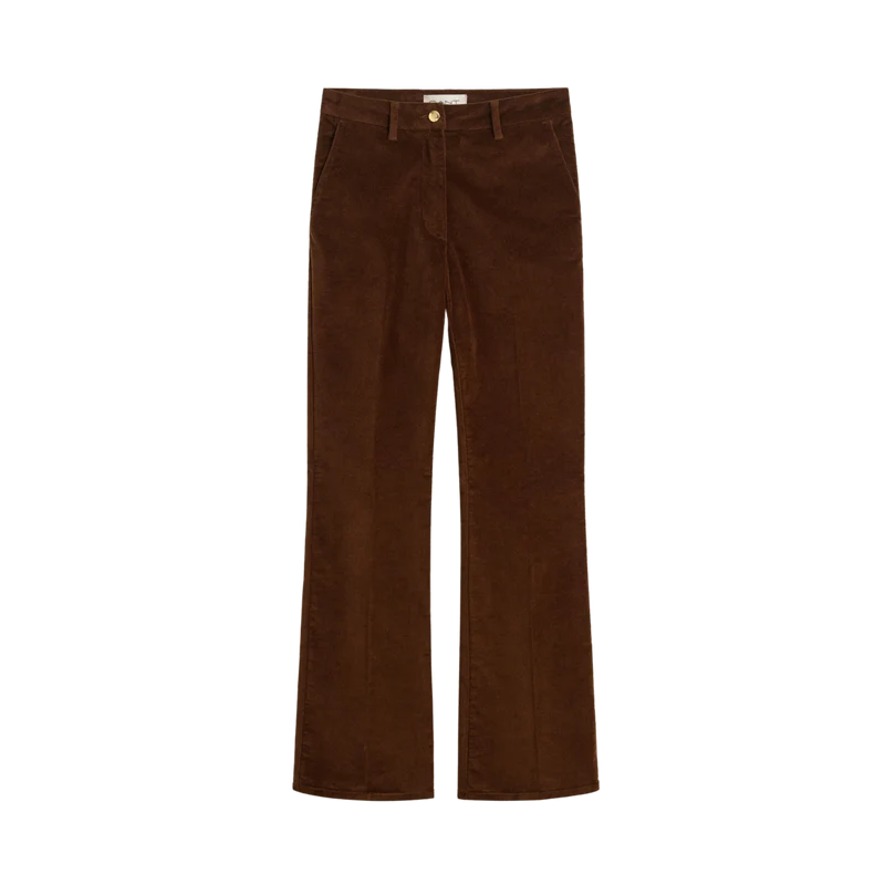 Slim Flare Velvet Pants - 229 Mahogany Brown