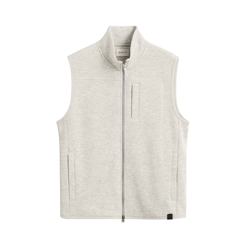 Zipped Fleece Vest - Warm Grey Melange
