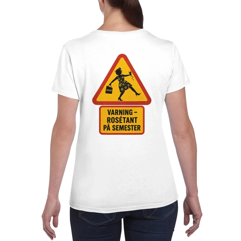T-shirt Dam - Varning - Rosétant på semester