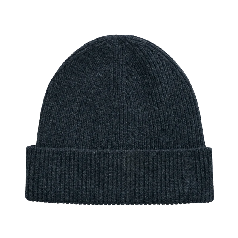 WOOL RIBBED BEANIE - Grey