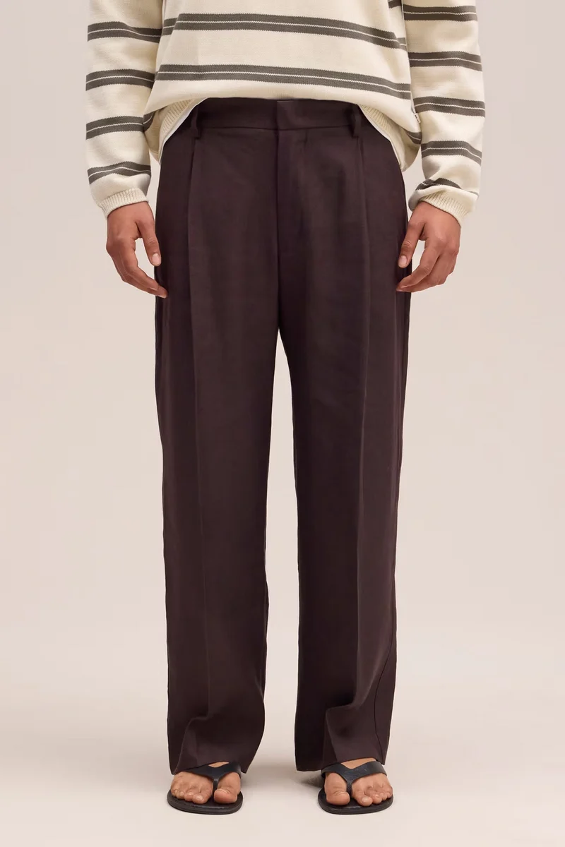 NN. 07 Kay Linen Blend Trousers - Deep Truffle