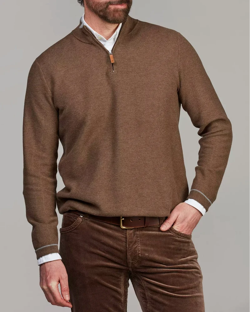HANSEN & JACOB Half Zip Structure Knit - Brown