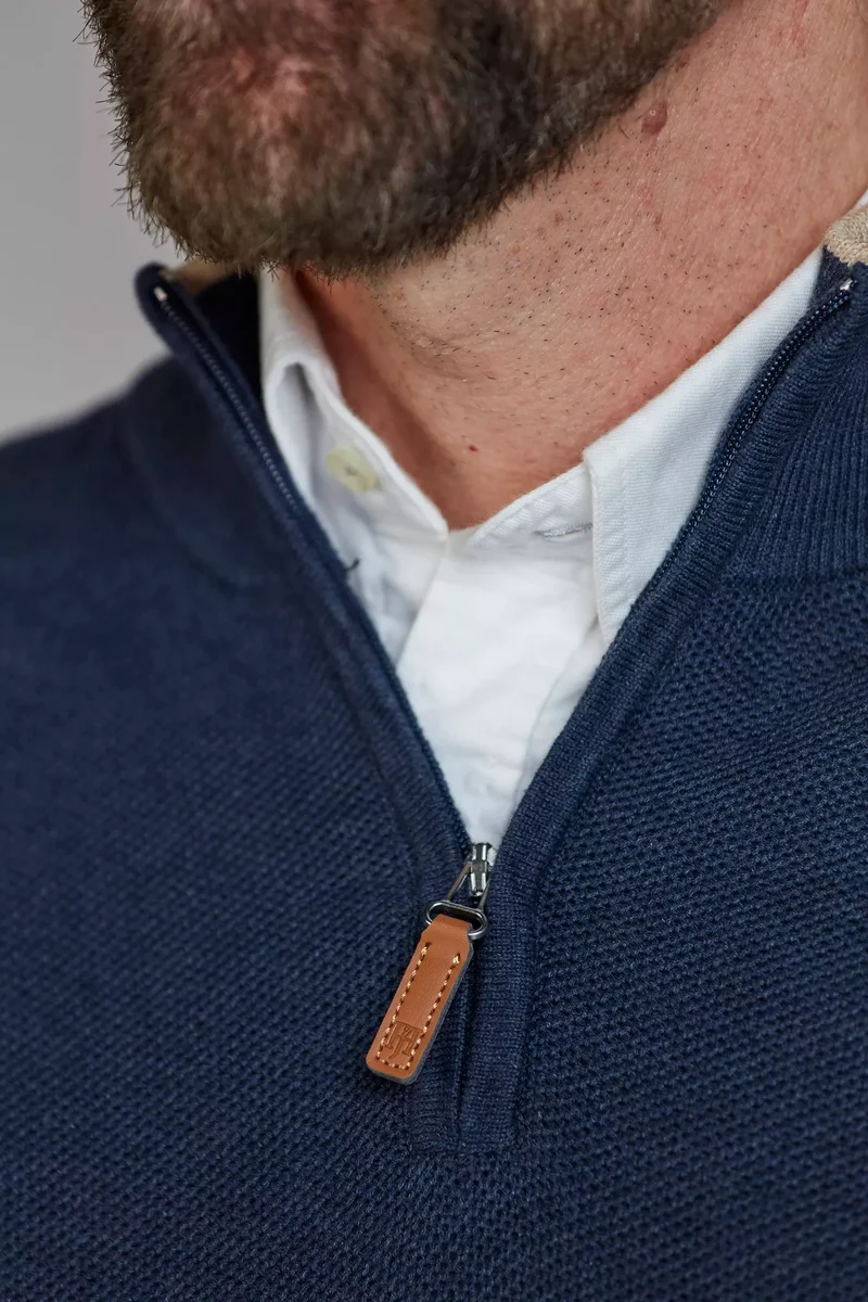 HANSEN & JACOB Half Zip Structure Knit - Dark Blue