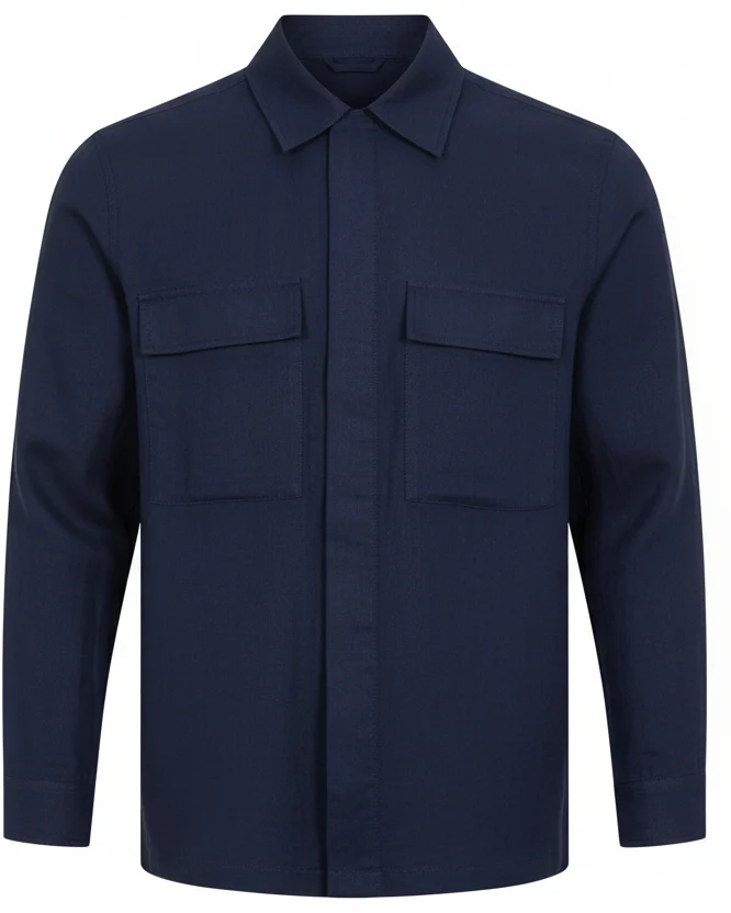 SAND Aiden Linen Overshirt - Navy
