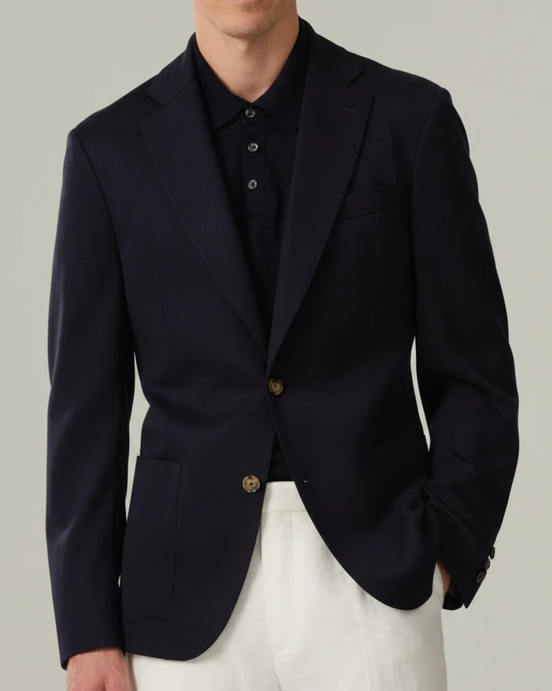 SAND Star Easy PP Jersey Flannel Blazer - Navy