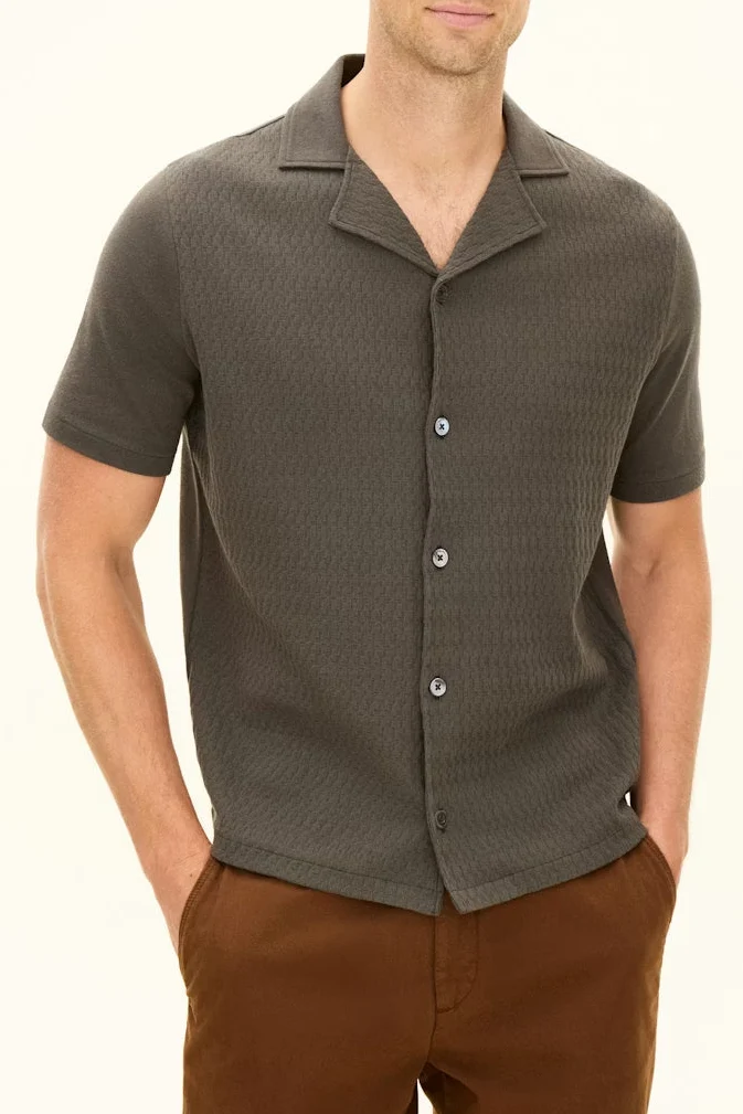 OSCAR JACOBSON Kirk Knitted SS Shirt - Green