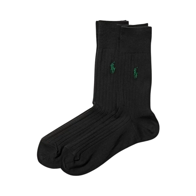 Rib Egyptian Socks 2 Pack - Black
