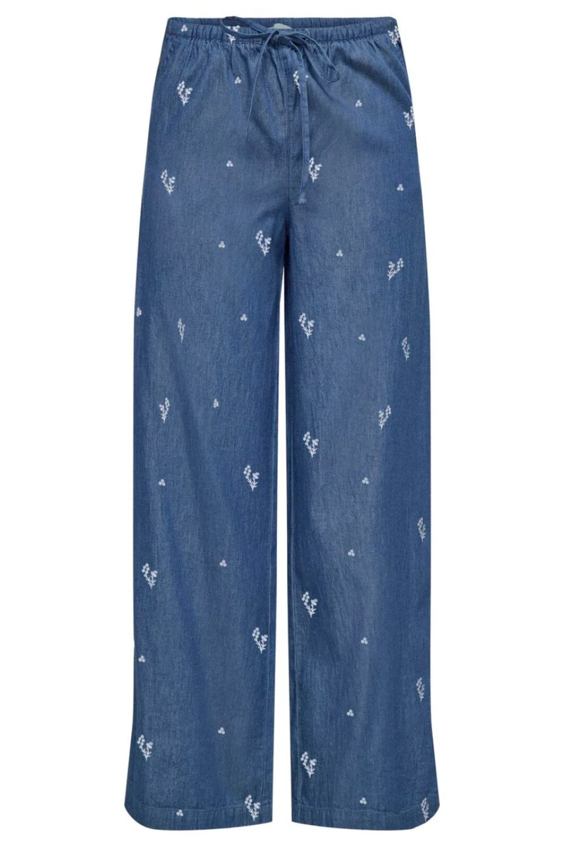 JDY - Jdykai String Pant Dia - 5067216 Light Blue Denim Cloud Dancer Emb