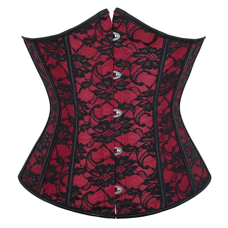 Gothic Strappy Floral Spets Underbyst Korsett för kvinnor