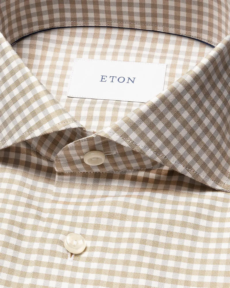 ETON Check Signature Oxford Shirt Slim - Beige