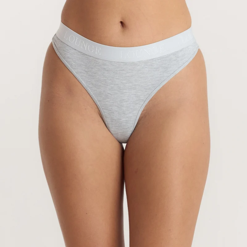 Soft Ribbed Stringtrosor - Grå Marl