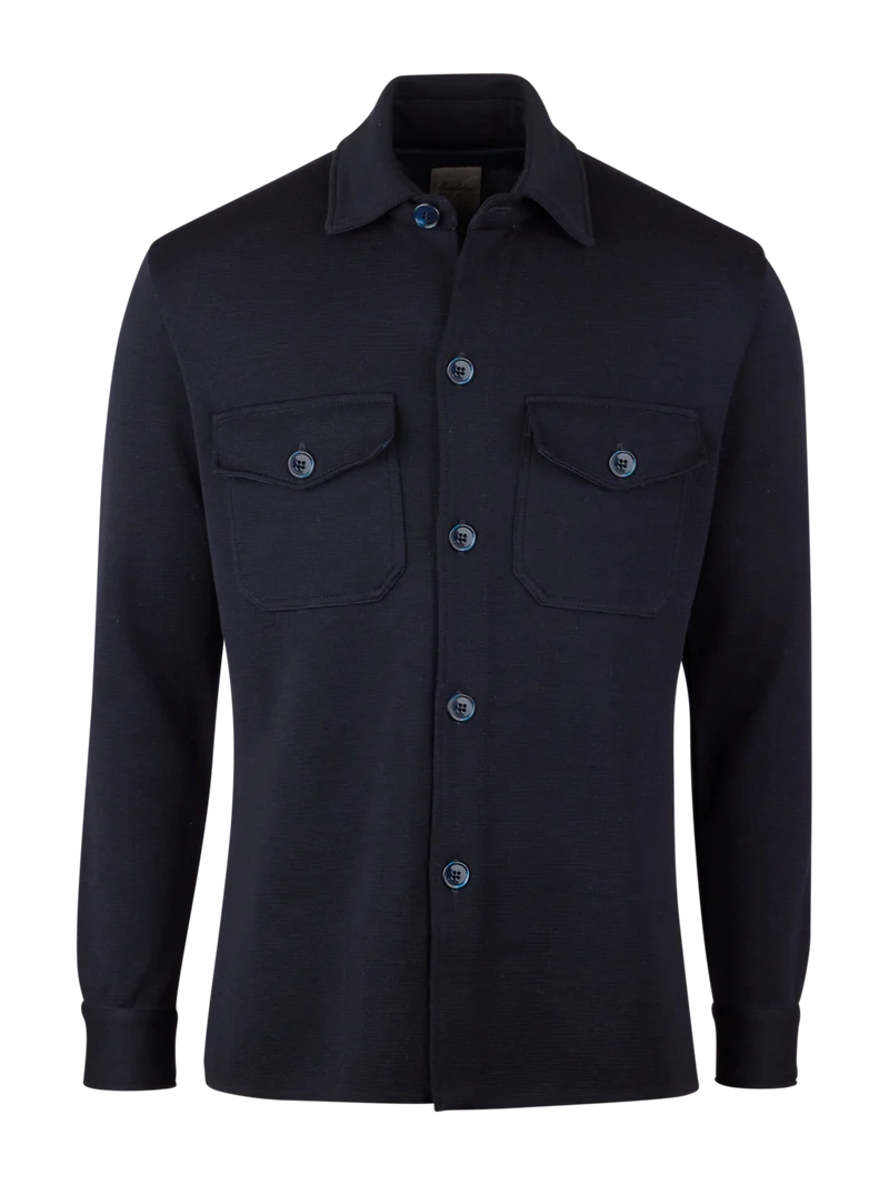 STENSTRÖMS Knitted Merino Overshirt - Navy