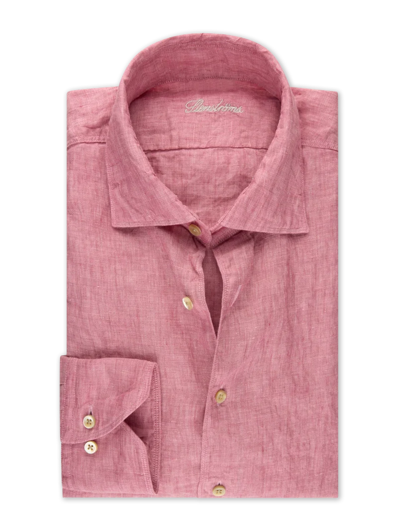 STENSTRÖMS Linen Shirt Slimline - Dark Pink