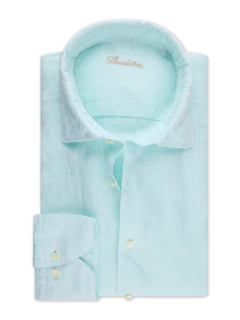 STENSTRÖMS Linen Shirt Slimline - Turqouise