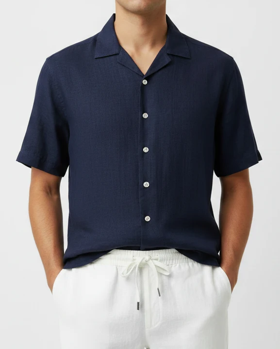 STENSTRÖMS Linen Shirt SS Regular - Navy
