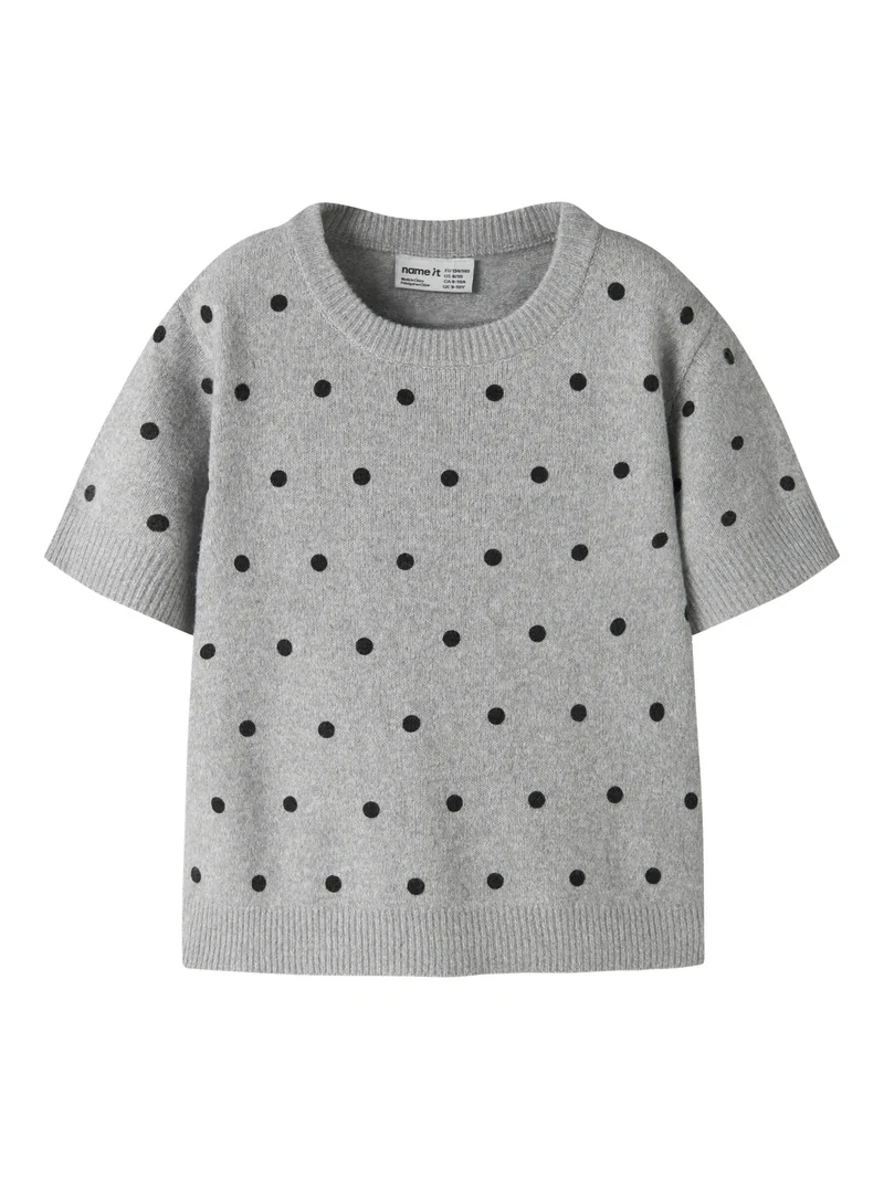 Name It Nalani Stickad Topp Grå Med Prickar