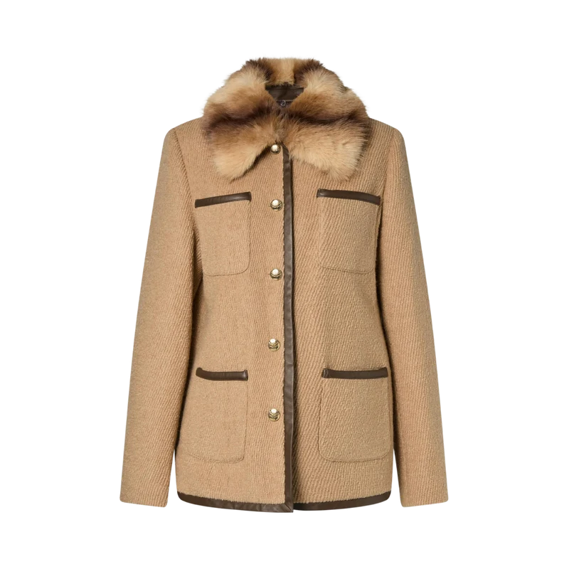 Taylor Faux Fur Trim Jacket - Camel
