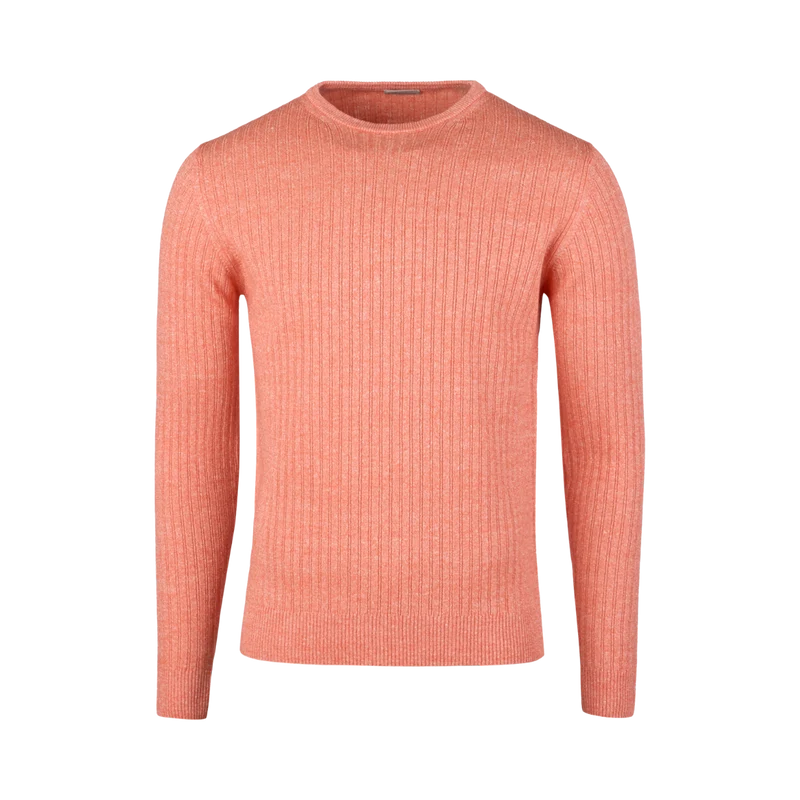 Sweater Knitted Ribbed Linen / Merino Wool - Orange