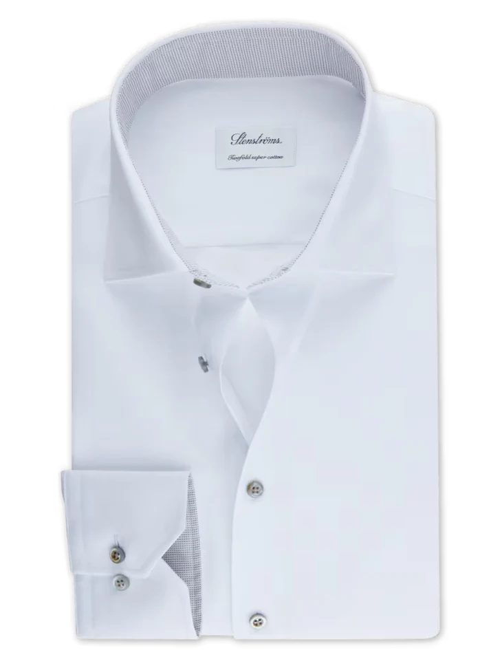 STENSTRÖMS Twill Contrast Shirt Regular - White