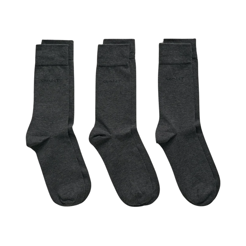 Mercerized Cotton Socks 3-Pack - Charcoal Melange