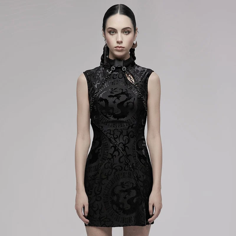 Gotisk kinesisk Cheongsam-klänning för kvinnor