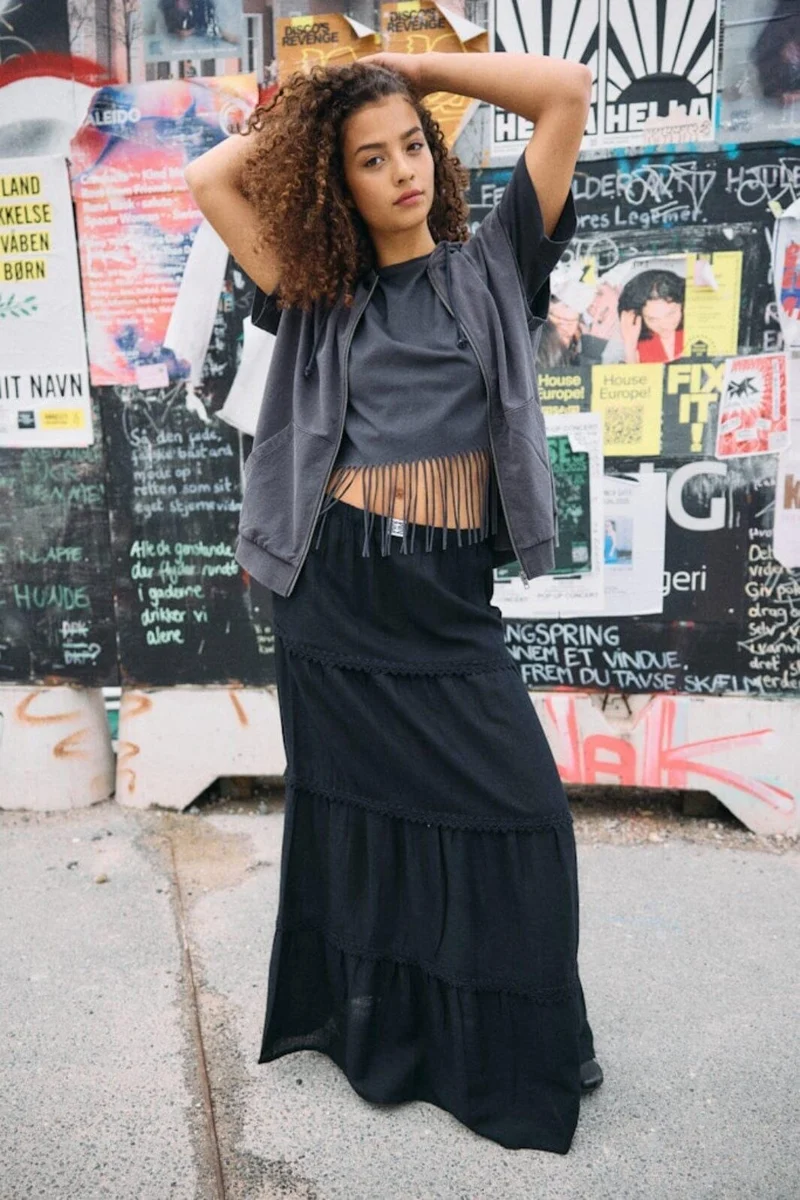 Noisy May - Nmleilani Sienna Nw Maxi Skirt Fwd - 4949068 Black Lace