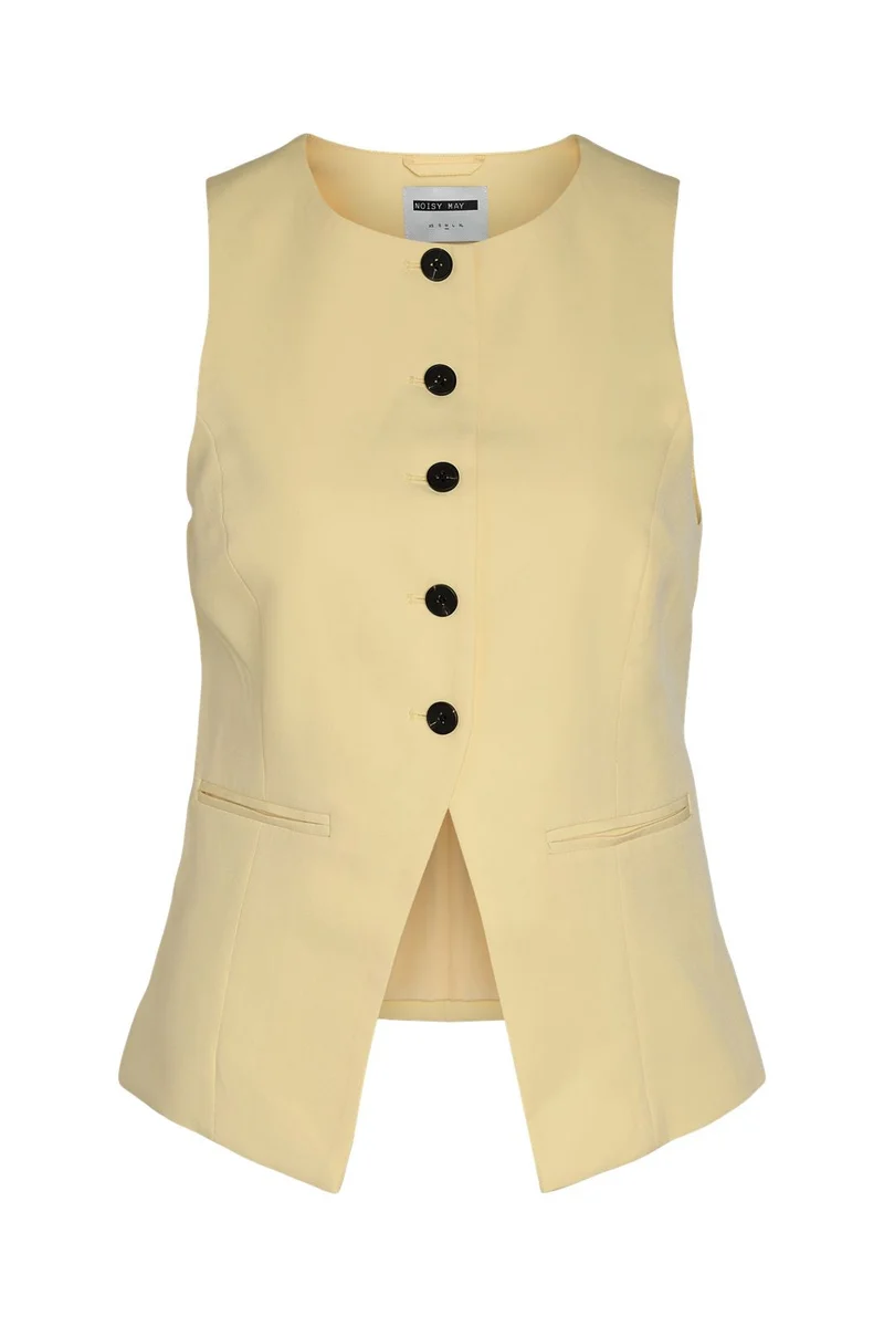 Noisy May - Nmmaile S/L O-Neck Waistcoat Fwd - 4980151 French Vanilla