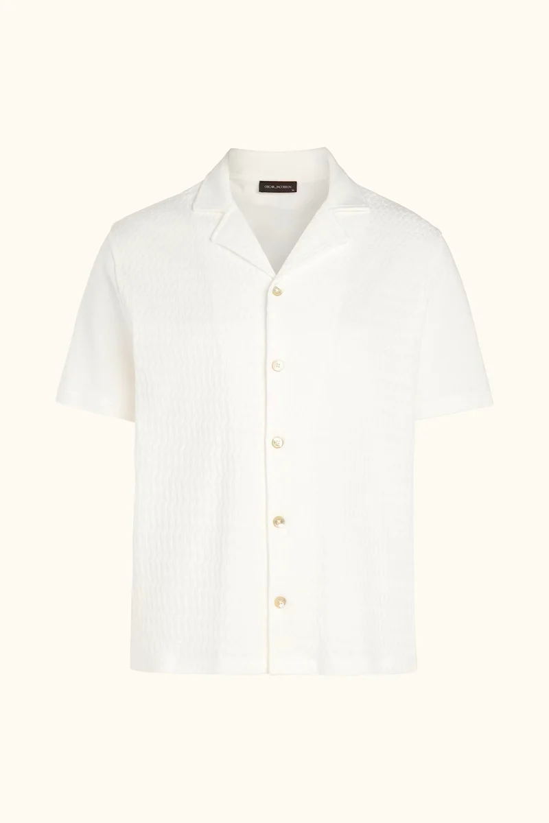 OSCAR JACOBSON Kirk Knitted SS Shirt - White