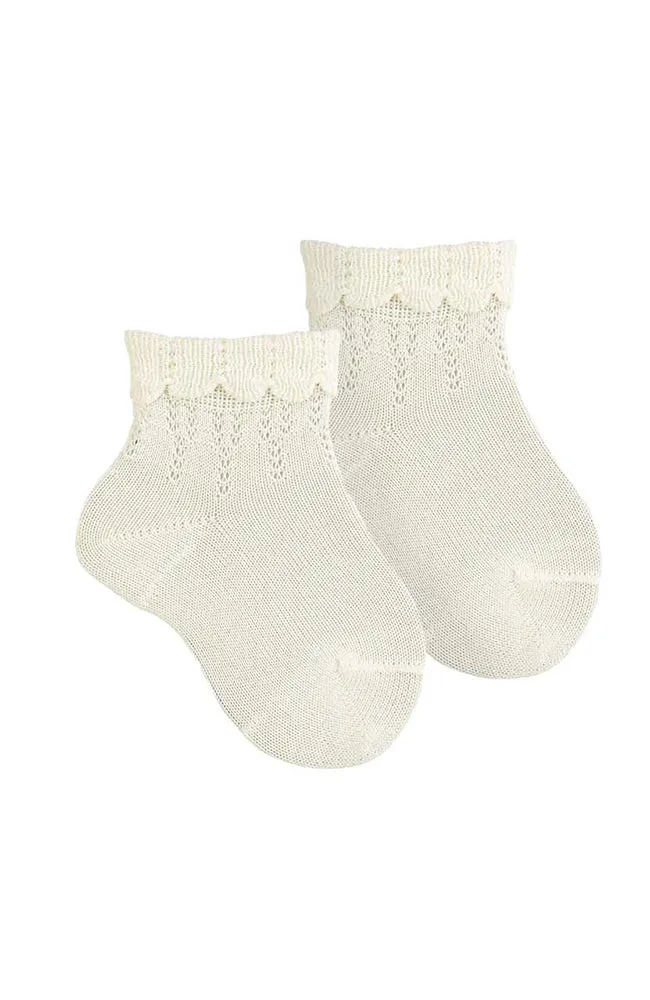 Ceremony Ankle Socks w/ Openwork - Cream