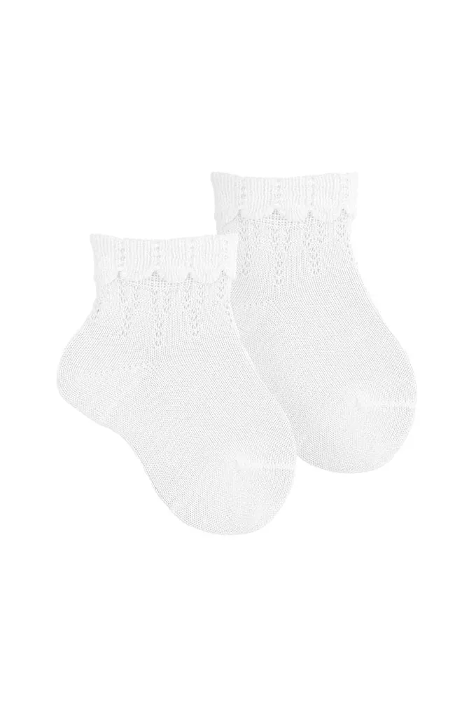 Ceremony Ankle Socks w/ Openwork - White