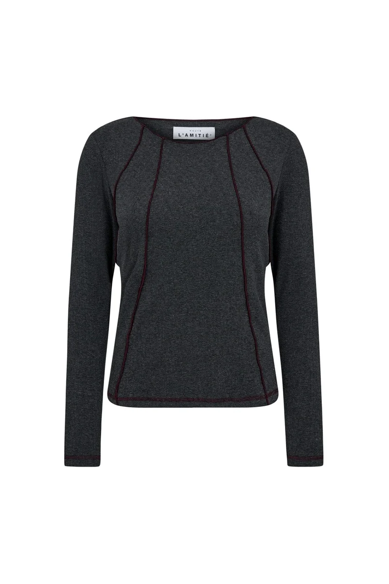 Haute L'Amitié - Reverse Seam Rib Blouse HL10012 - Antracit Melange