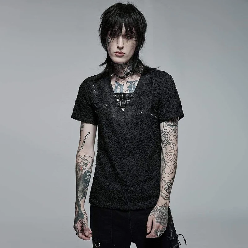 Punk Spänne Splice Mesh T-shirt för män