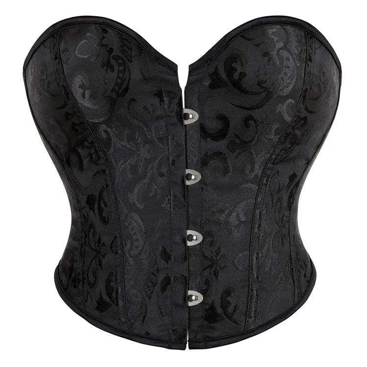 Gothic Strappy Polka Dot Overbust Korsett för kvinnor
