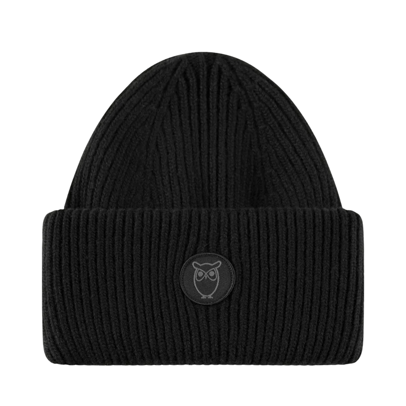 Wool Badge Beanie - Black Jet