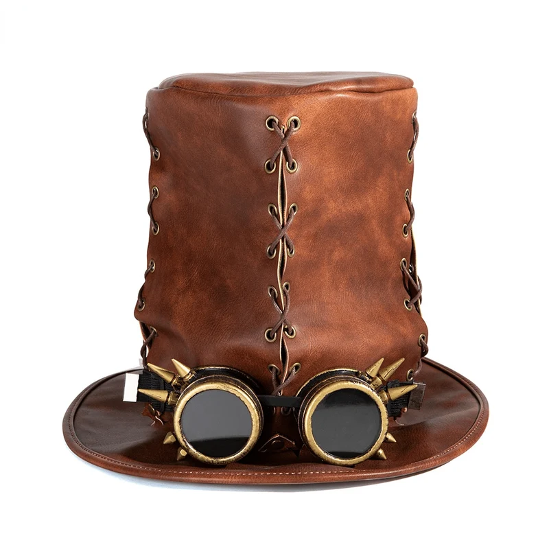 Steampunk Sutural hög hatt för män med glasögon