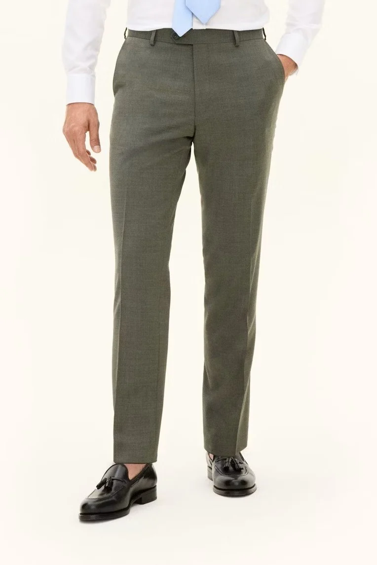 OSCAR JACOBSON Denz Microstructure Suit Trousers - Green Swing