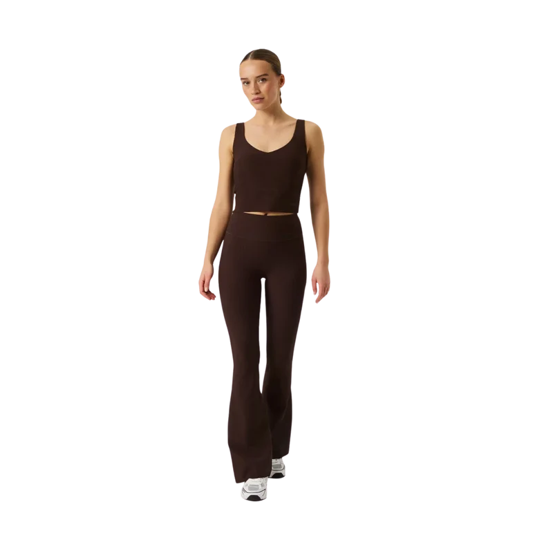 Studio Ribbed Flare Tights Regular - Coffee Bean