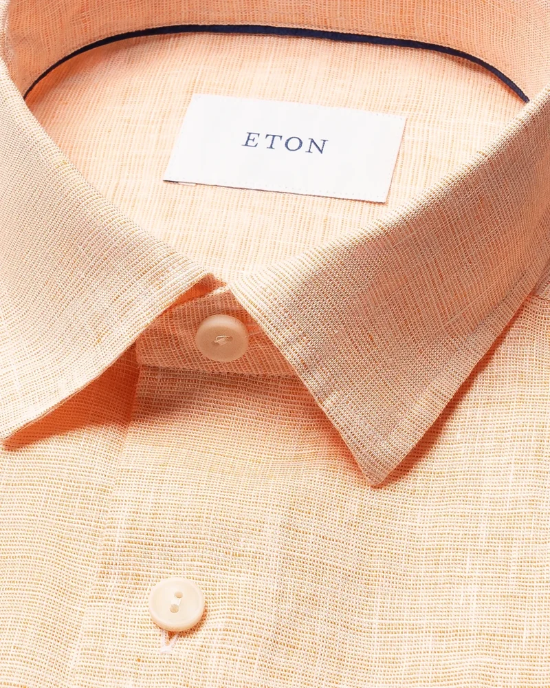 ETON Solid Linen Shirt SS - Orange