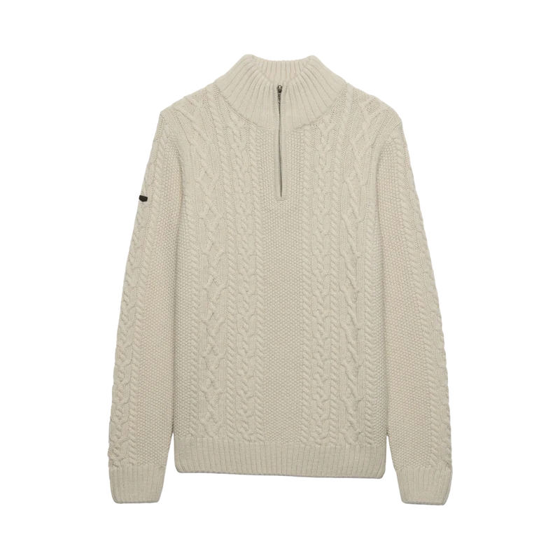 Jacob Cable Half Zip Knit - Ecru
