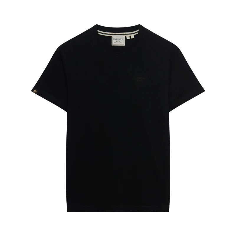 Essential Stacked Logo Emb Tee - Black/Black