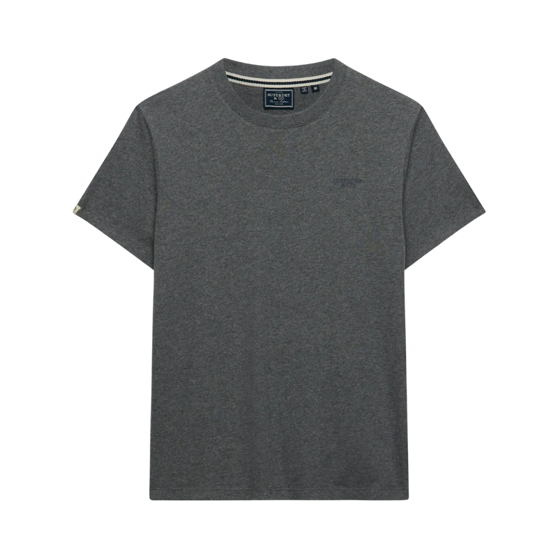 Essential Stacked Logo Emb Tee - Antique Grey Marl/Stone Grey