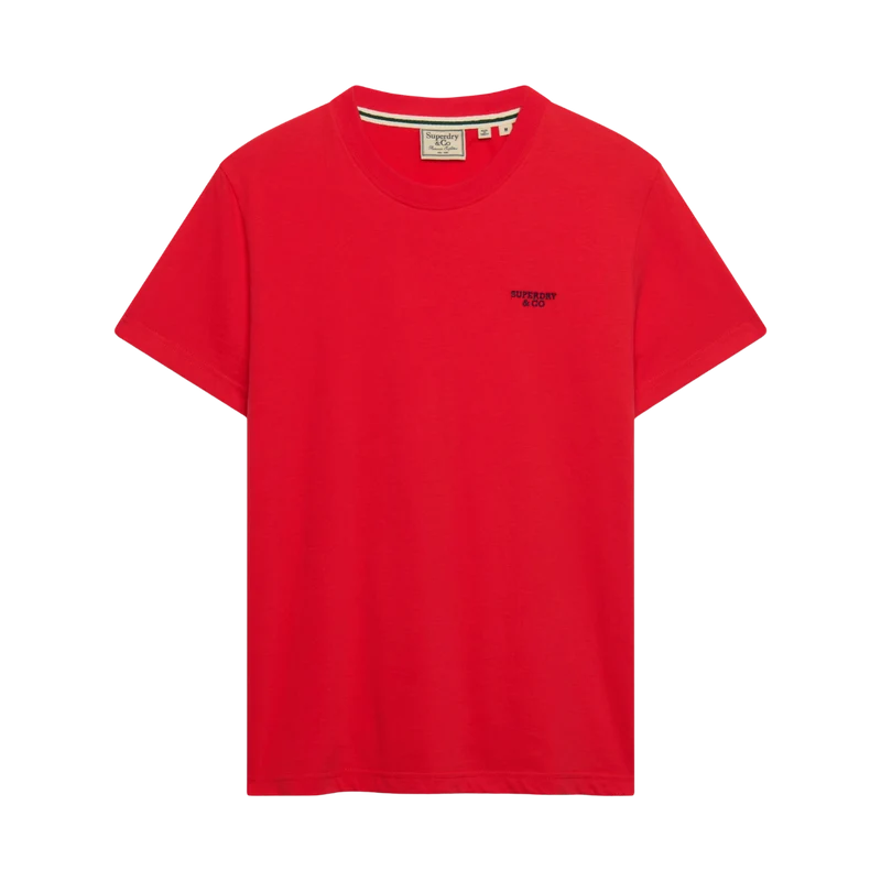 Essential Stacked Logo Emb Tee - Lollipop Red/Navy