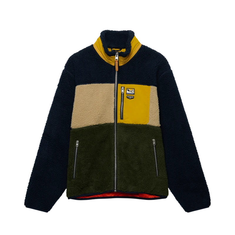 Colour Block Retro Zip Fleece - Eclipse Navy Mix