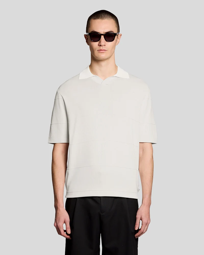 Open Collar Fine Knitted Polo Shirt