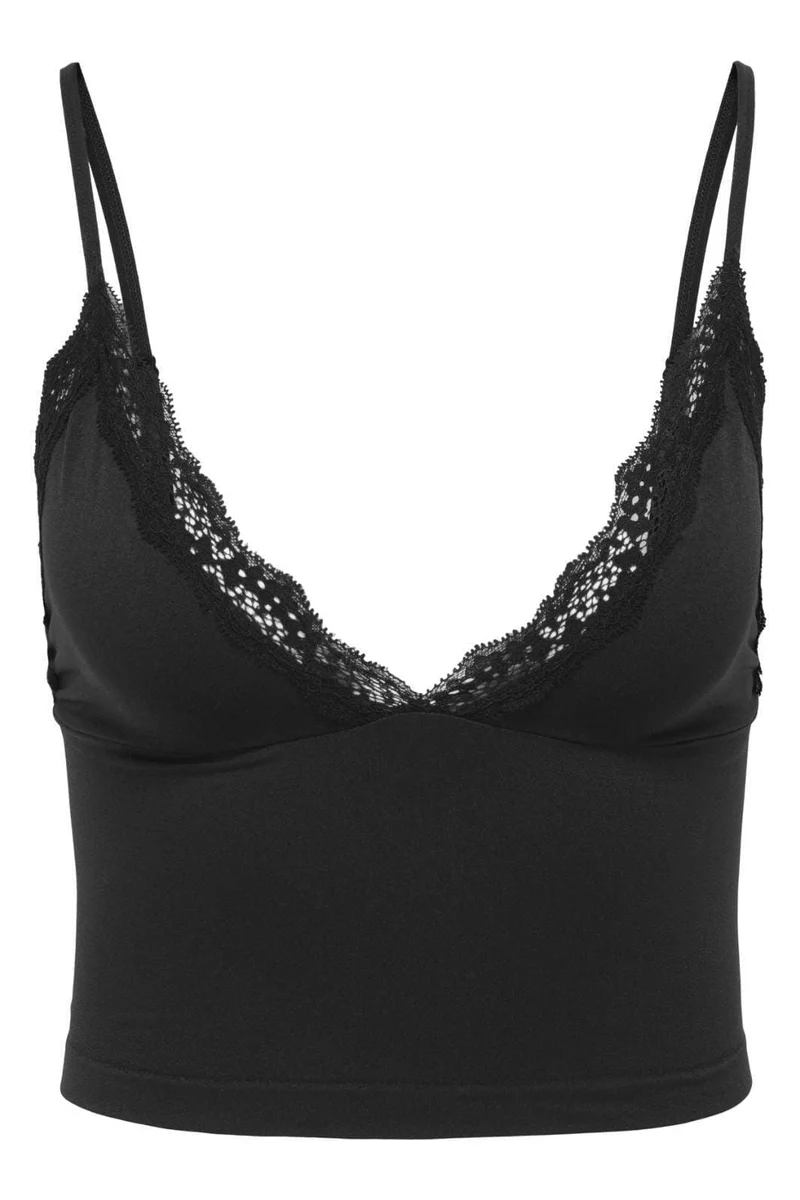 Only - Onlvicky Lace Singlet V-Neck Acc - 4816297 Black