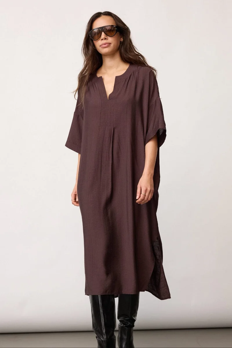 Co´Couture - Heracc Tunic V-Dress 46103 - 145 - Dark Brown