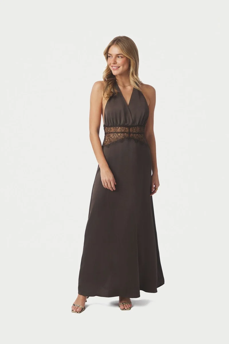 Neo Noir - Jasine Heavy Sateen Dress 169175 - 676 - Dark Brown