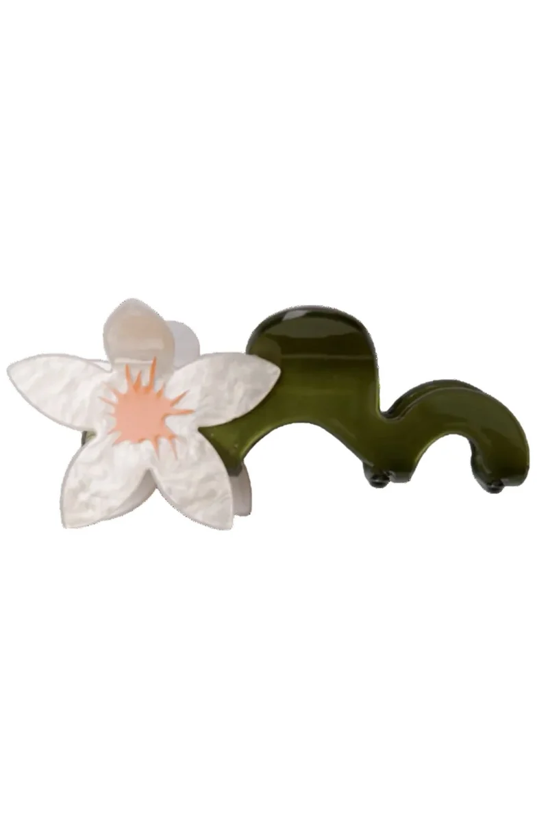 Black Colour - Bcjamie Flower Hair Claw 6037 - White